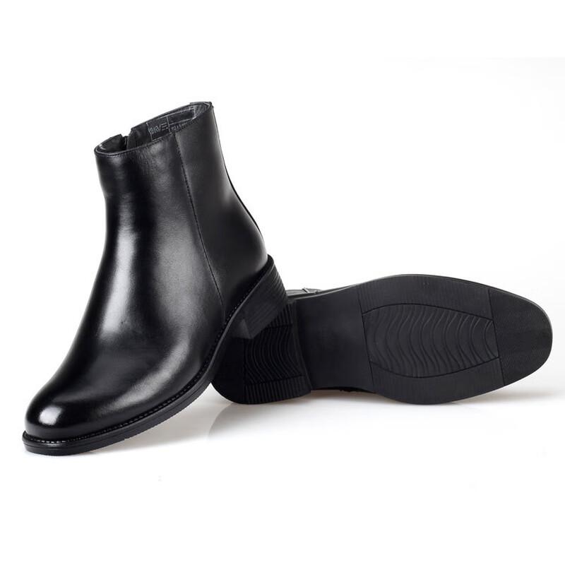 Shan Shuo Men's Winter Fur-Lined High-Top Leather Boots