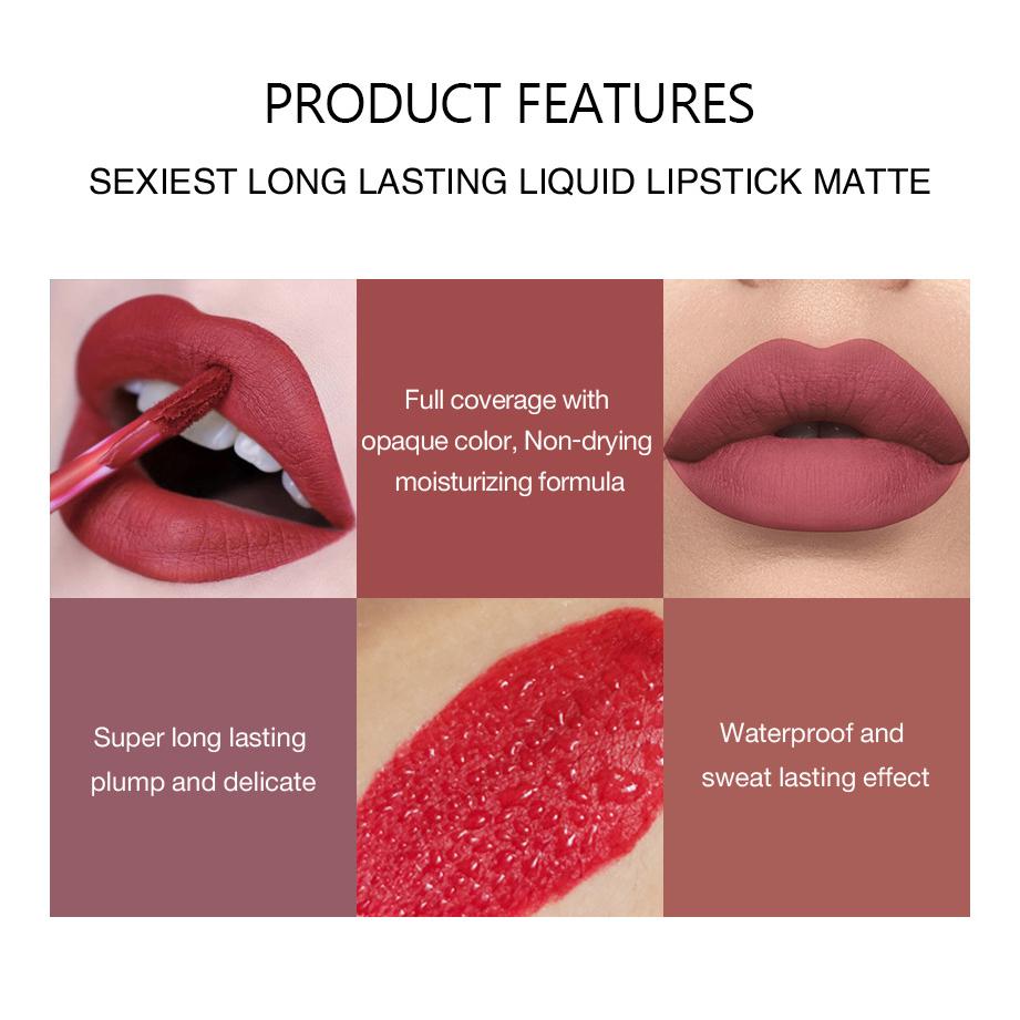 12 Farben Mode Matt Samt Flüssiger Lippenstift Lipgloss Sets Natürlicher Feuchtigkeitsspender Wasserdicht Lang Anhaltend Lippenkosmetik