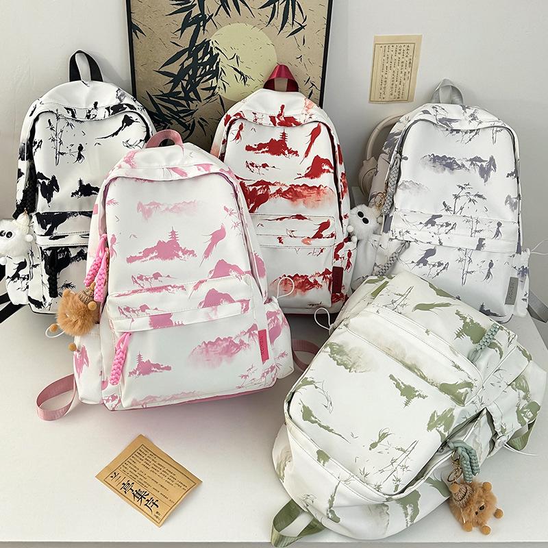Schoolbag Japanese backpack simple large capacity national style foreign style tie-dye schoolbag fourth and sixth grade junior high school students
