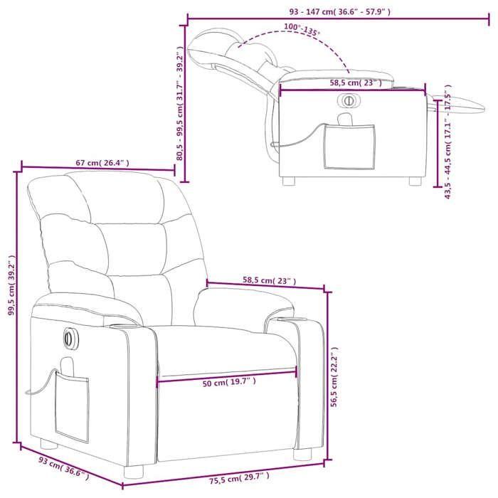 VidaXL Electric Reclining Massage Armchair, Relaxation Chair with Backrest, Seat with Armrests, TV Armchair of 3206642