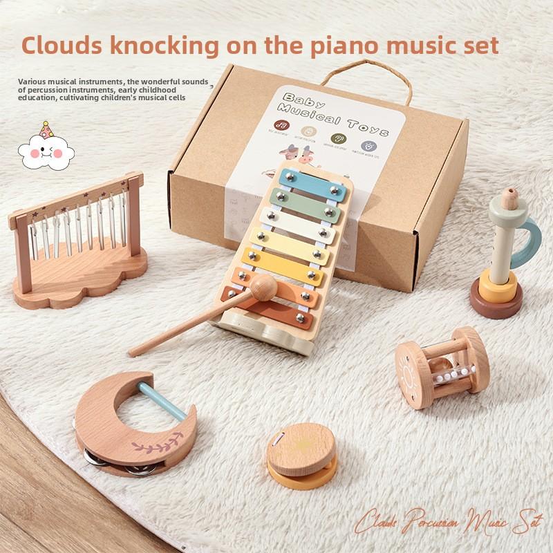 Superior-Grade 6Pcs Superior-Grade Babys Wooden High-Standard Rattles Premium-Quality Musical Instruments Superior-Grade Sensory First-Class