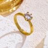 Geometric Light Luxury Zircon Titanium Steel Gold-Plated Ring: Versatile Women's Diamond-Inlaid Hand Jewelry