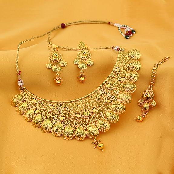Ensemble Collier Ras-du-cou Doré Plaqué Glamour pour Femmes