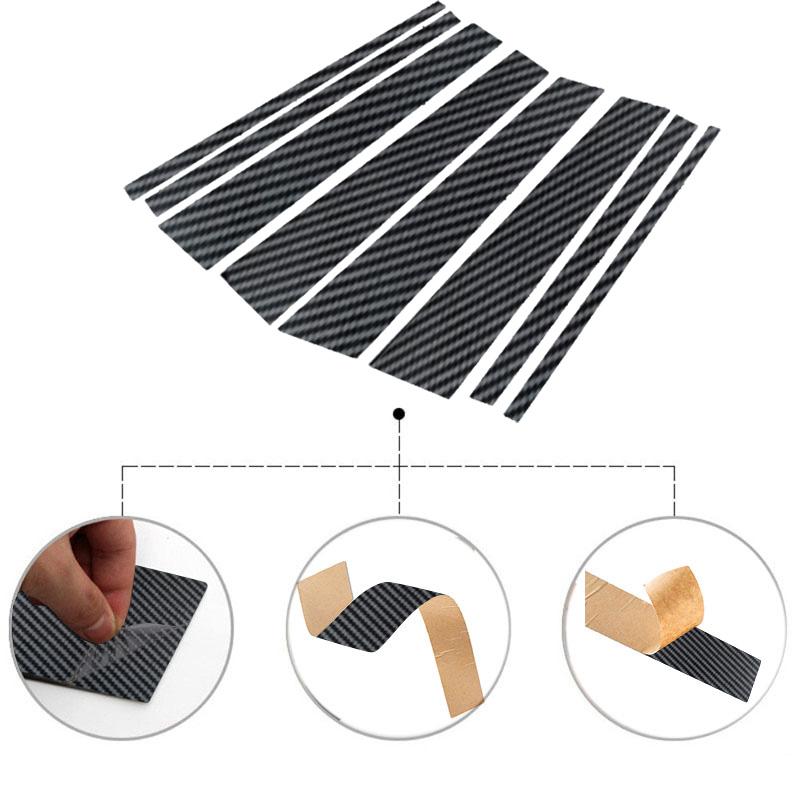 8pcs Carbon Fiber Car Door Middle Column Window Center BC Pillar Post Cover Trim Fit For Toyota Land Cruiser J300 2022-2024