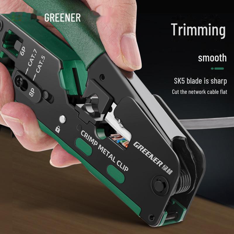 Green Forest Professional Network Cable Crimping Tool for Universal Super Category 7 Crystal Heads and Terminals