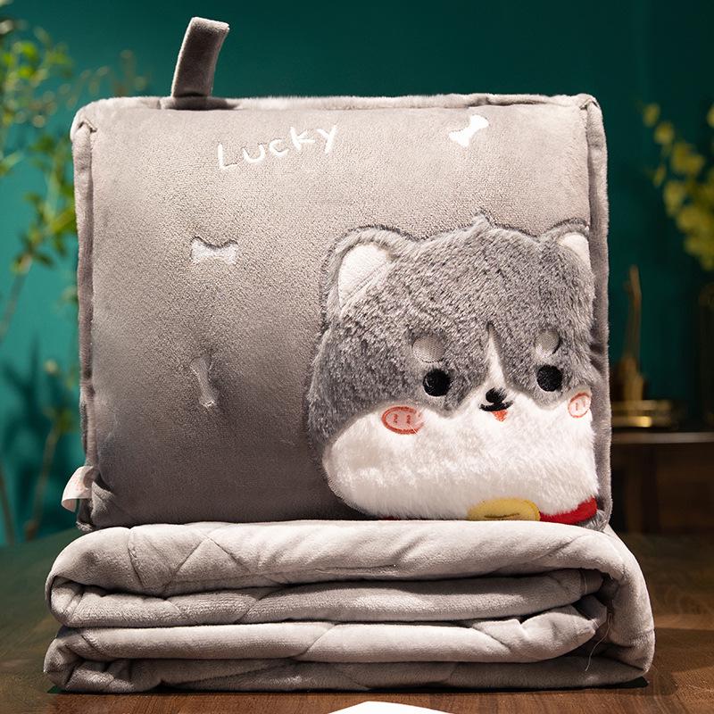 Foldable 2-in-1 Pillow Blanket: Thickened Office Nap, Sofa & Car Cushion