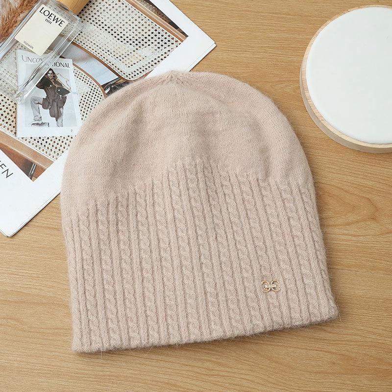 Knitted Thermal Hat Autumn and Winter Rabbit Fur Blended Women's Pullover Stacking Hat
