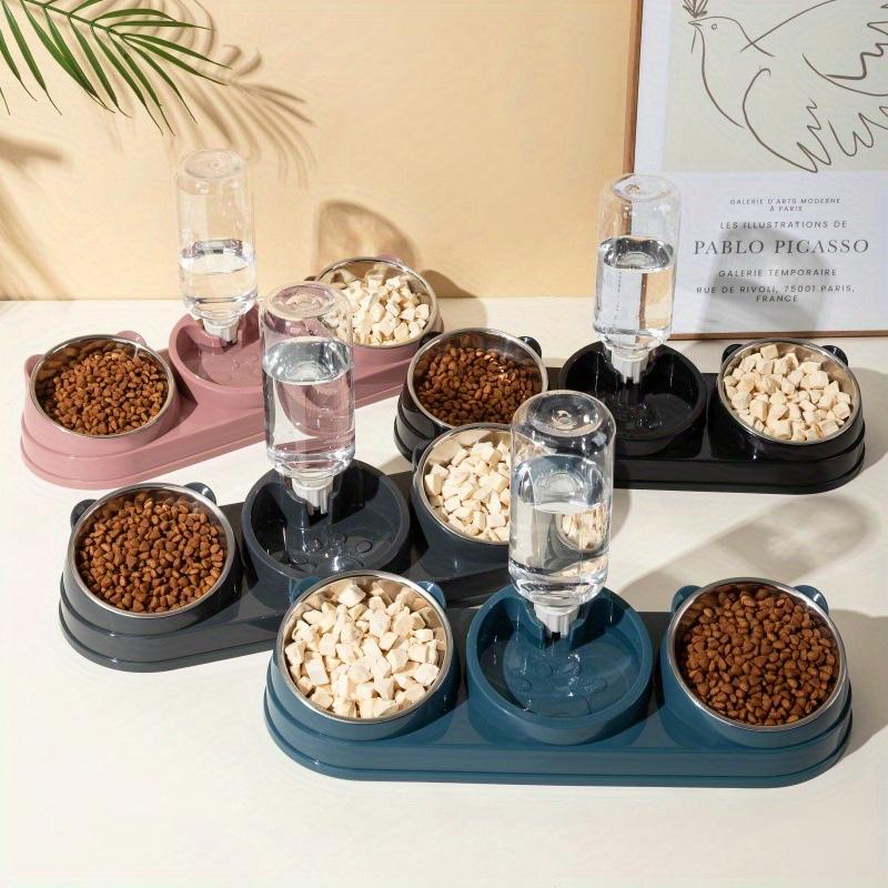 Pet Feeder Food and Water Bowls Cat Double Bowls Anti-overturning Neck Protection Dog Automatic Food Bowl Water Dispenser