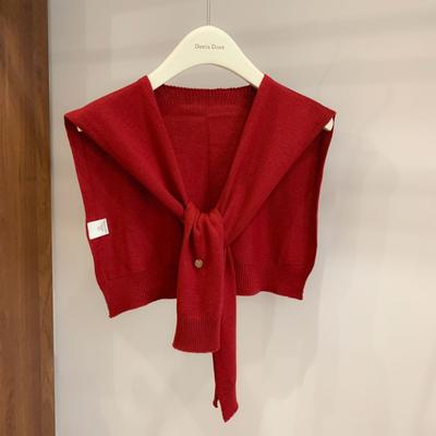 Fashion Knitted Shawl Ankola Red Spring and Autumn New Outer Solid Color Shawl Versatile Wool Knitted Shawl