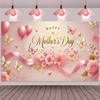 2D Mother's Day Polyester Backdrop, Pink Floral & Butterfly "Happy Mother's Day" Background for Party Decor