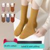 Ladies Spring and Autumn Pure Cotton New Solid Color Rubber Band Antibacterial Sports Leisure Sweat Absorbing Tube Cotton Socks