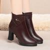 thick-soled high-heeled short boots for women's autumn and winter new short women's boots waterproof table thick-heeled women's leather boots