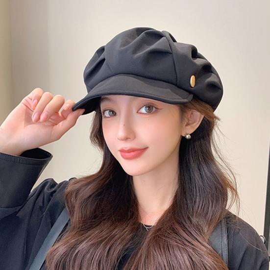 Boina octogonal con tapa de nube elegante, gorra de mujer versátil y cómoda de ala corta de Color sólido para Otoño/Invierno