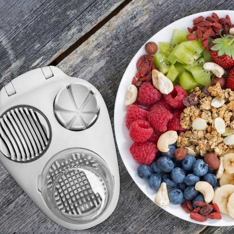 Egg Cutter Kitchen Egg Slicer Multifunction Fruit Vegetable Manual Home Dicing 3-in-1 Egg Cutter Stainless Steel Slicing Gadget