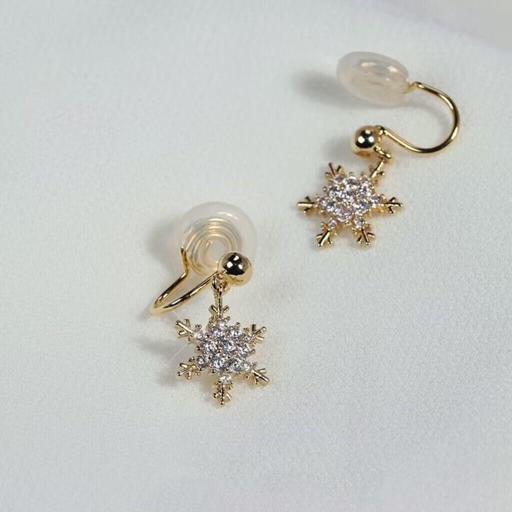 Bobines de moustiques sans piercing d'oreille, boucles d'oreilles en strass, flocon de neige, à la mode