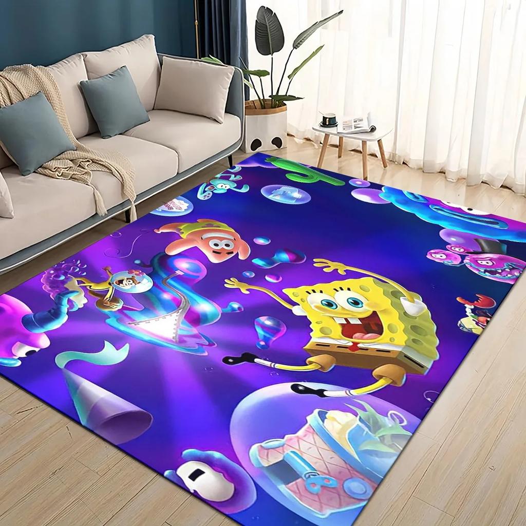 3D Cartoon S-SpongeBob Funny Area Rug,Carpet Rug for Living Room Bedroom Sofa Doormat Decoration,kids Non-slip Floor Mat