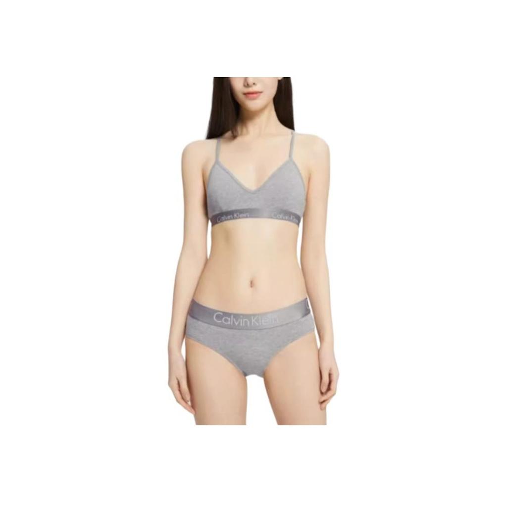 Calvin Klein Logo Jacquard Thin Triangle Cup Wireless Bra Women underwear Dark-Gray QP1668O-020