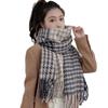 Women's Houndstooth Winter Scarf 2025 - Double-Sided Plaid Tassel Shawl, Thick, Warm, Fashionable Neck Warmer