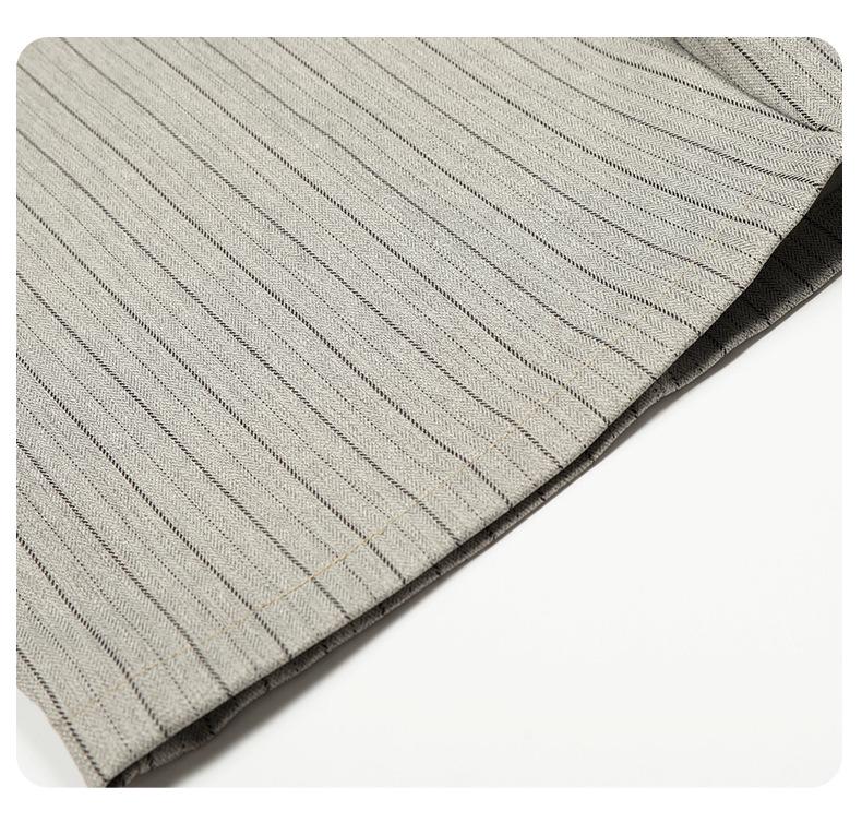 11KN Retro Gray Striped Wide-Leg Suit Pants for Men and Women - Versatile, Trendy, and Slimming Casual Wear