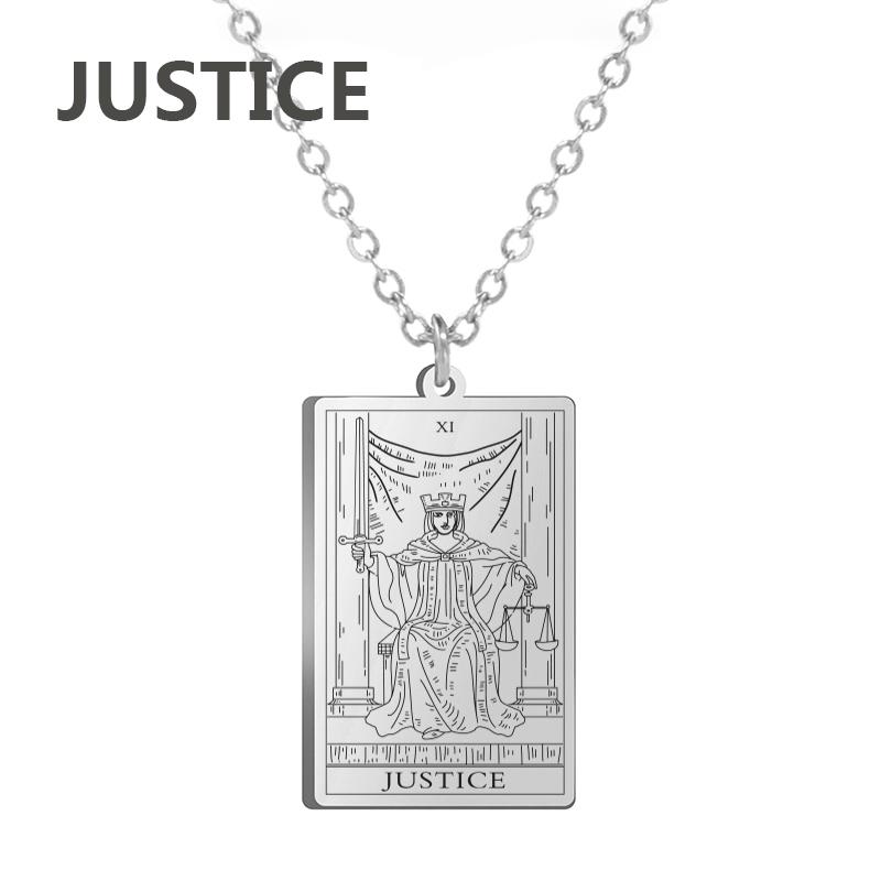 LIKGREAT Tarot Card Necklace Major Arcana Tarots Stainless Steel Necklaces Divination Jewelry Birthday Gift for Women Men