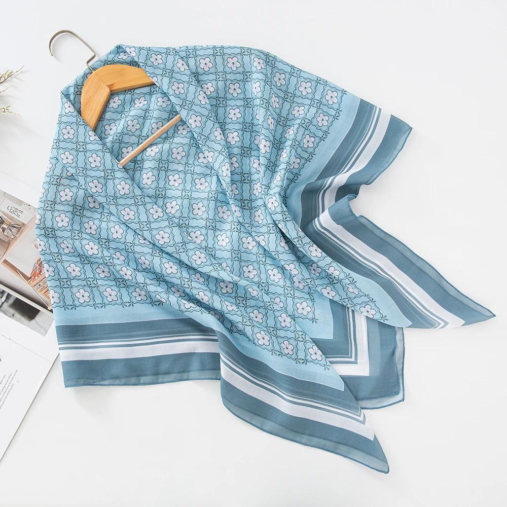 73Colors Malaysia Tudung Bawal Flower Print Hijab New Design Headscarf Premium Cotton Voile Soft Fashion Muslim Square Scarf