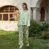 Ice Silk Pajamas Women's Style Lapel Spring and Summer Long Sleeve Home Suit