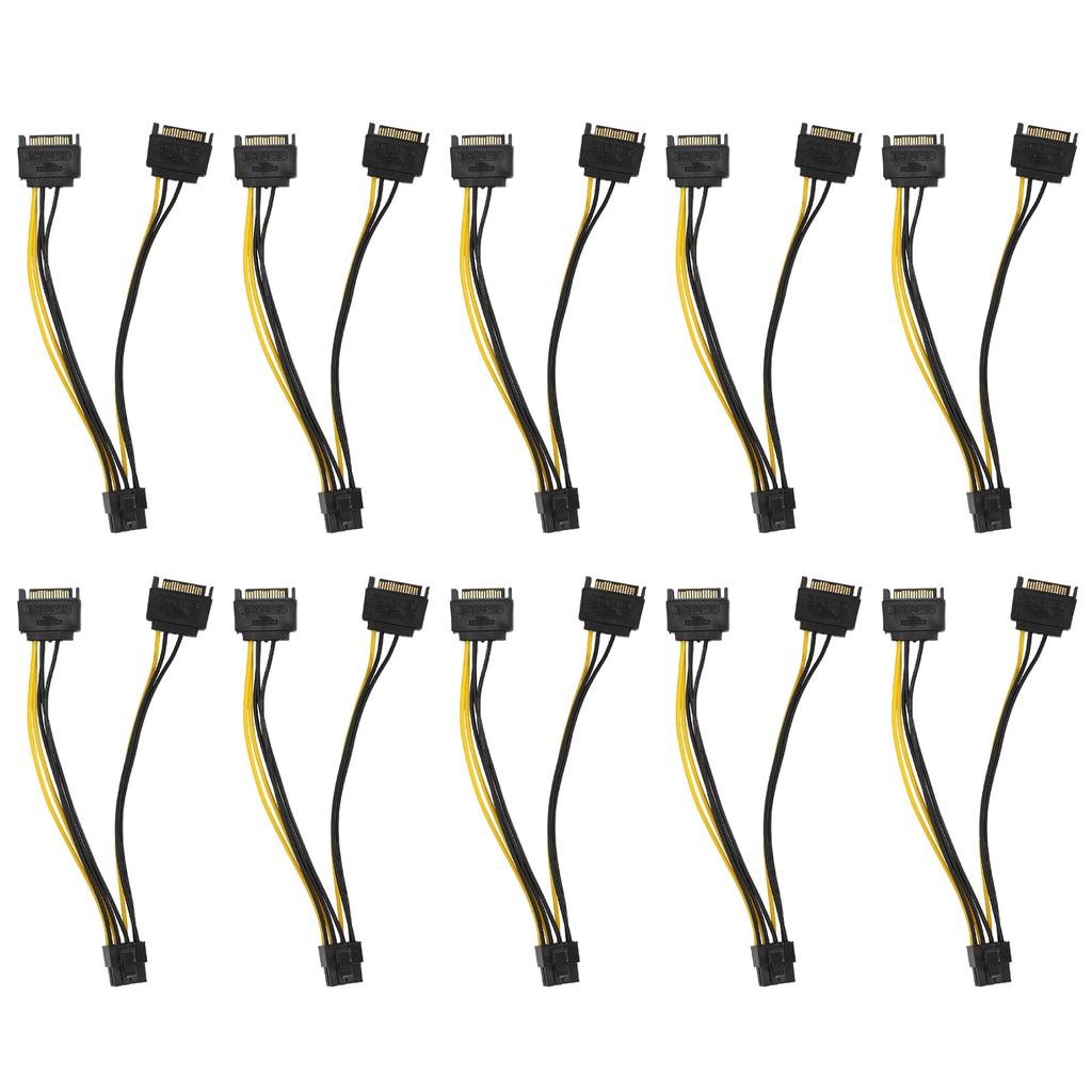 10pcs Sata Cable Dual 15pin To Graphics Card 6+2pin Graphics Card 8pin Power Extension Cable for Laptop Desktop