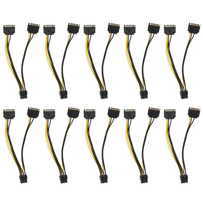 10 Stück Sata-Kabel Dual 15-Pin auf Grafikkarte 6+2-Pin Grafikkarte 8-Pin Stromverlängerungskabel für Laptop Desktop