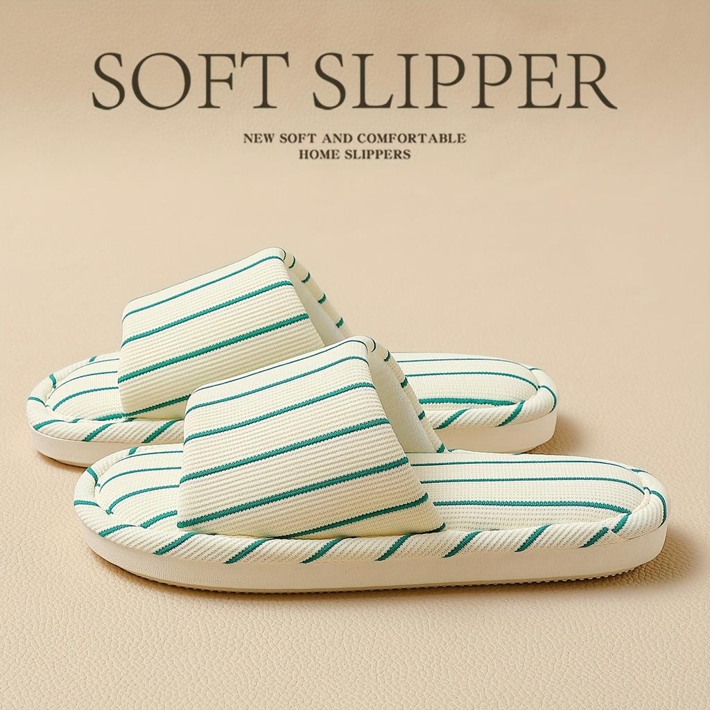 Fashion Japanese Style Striped Home Slippers for Women Lightweight Non Slip Indoor Slippers Woman Soft Comfortable Couple Bedroom Slides