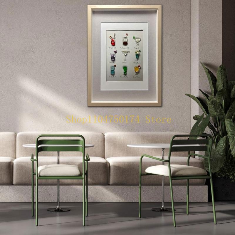 Coastal Themed Cocktails Theme Wall Decors Colorful Sea Glass Framed Wall Art Hanging Decoration For Indoor Display top sale China Mainland