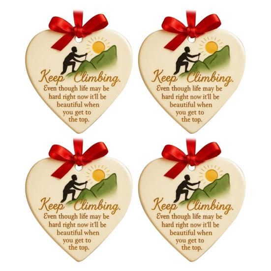 Keep Climbing Heart Ornament Inspirational Heart-Shaped Rock Climb Hanging Ornament for Xmas Tree Keepsake