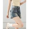 TERRE BLEUE Women's High-Waist A-Line Denim Shorts