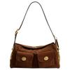 Originals 36 Gold Hardware Suede and Calfskin Shoulder Bag Large Women's Warm Brown