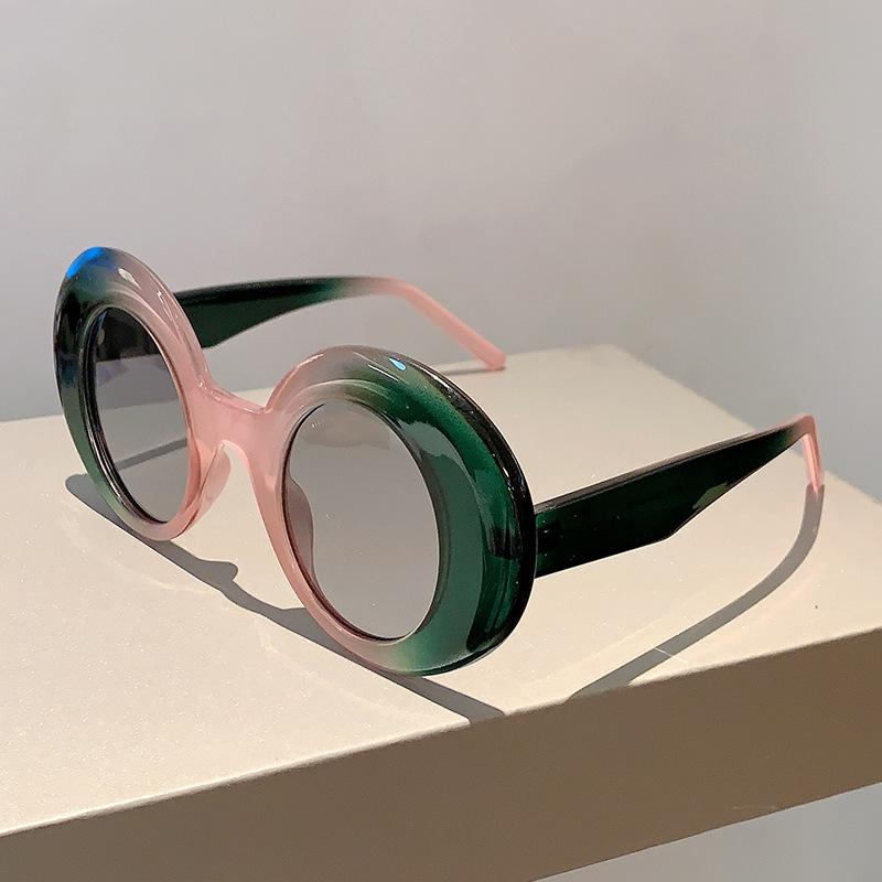 Y2K Oversized Round Sunglasses Luxury Brand Design Trendy Punk Double Color Shades Vintage Eyewear for Women Men