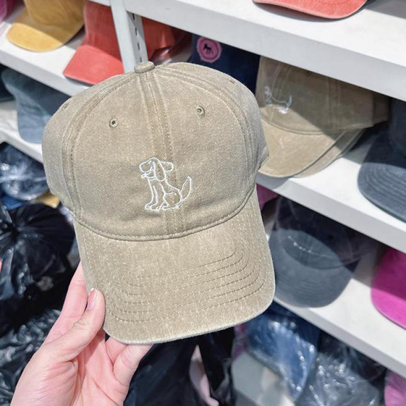 2025 Trendy Washed Denim Baseball Cap For Men & Women- Soft Unisex Embroidery Puppy Design, Spring Summer Fashion Accessory