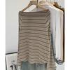 Autumn 2025 New Arrival: Women's High-End Korean Style Striped One-Shoulder Long-Sleeved T-Shirt
