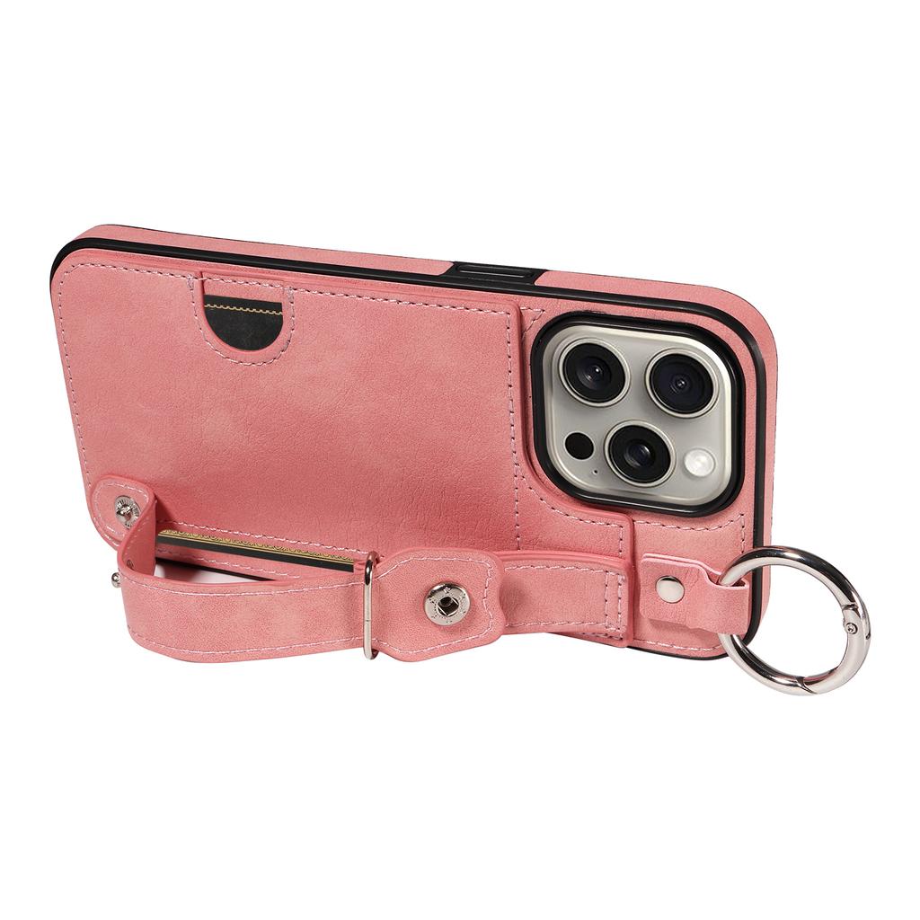 Wristband Ring Holder Cards Solt Wallet Leather Case For iPhone 15 Pro Max 14 Plus 13 12 11 XS SE2022 Pocket Bag Kickstand Cover