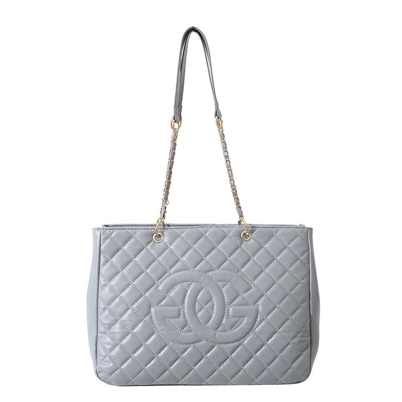 Women's Fashion Diamond Pattern Chain Tote Bag