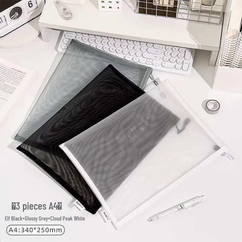 Mesh Document Bag with 6 Zippers - 5 Storage Compartments for Students & Files, Back-to-School Handbag
