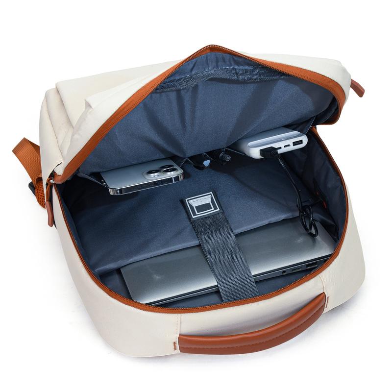 Schoolbag casual backpack lightweight portable contrasting color computer bag large capacity scientific storage business commuter trendy backpack
