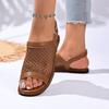 Foreign trade large size soft flat bottom mesh sandals women's 2025 summer new outer wear mesh hollow breathable