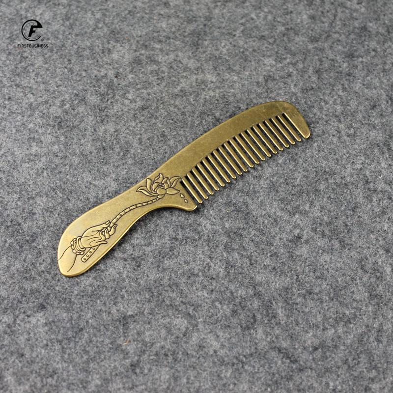 THANKSGIVING gift brass copper Buddha hand lotus Fine-tooth Hairdressing Combs Tangled Straight Hair Comb Care Styling Tool