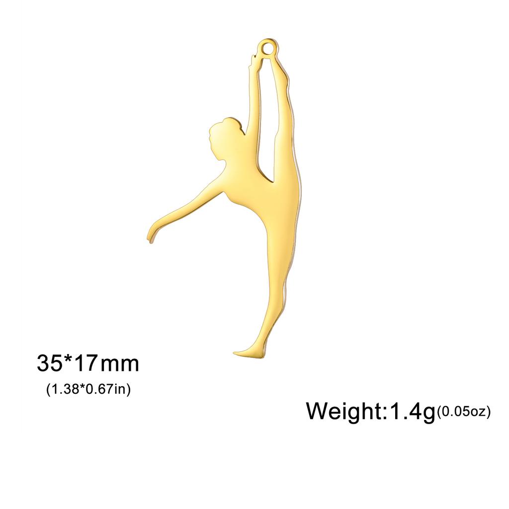 Teamer 5pcs/lot DIY Gymnast Sporter Charms Stainless Steel Gymnastics Dancer for Necklcae Bracelets Keychain Jewelry Making Gift