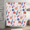 Colorful Seashell Shower Curtain Waterproof Fabric Bath Decoration for Bathroom Decorations Pink Blue White Red Ocean Life Patte