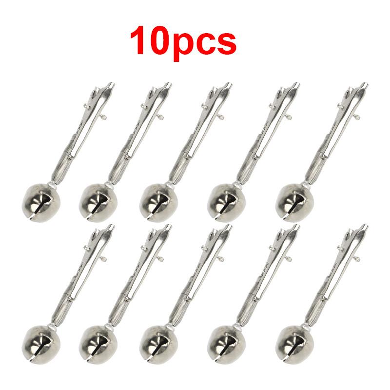 10 peças de clipe de sino de pesca de plástico alarme de vara de pesca com alarmes duplos