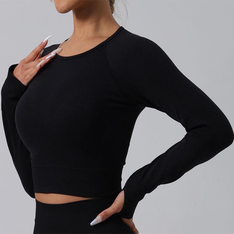 TK Seamless Solid Color Sports Set: Long Sleeve & Pants for Autumn/Winter Yoga & Fitness