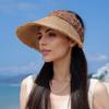Women Straw Visor Hat Summer UV Protection Open Top Sun Hat Frayed Trim Beach Caps for Sports Golf Hiking Travel
