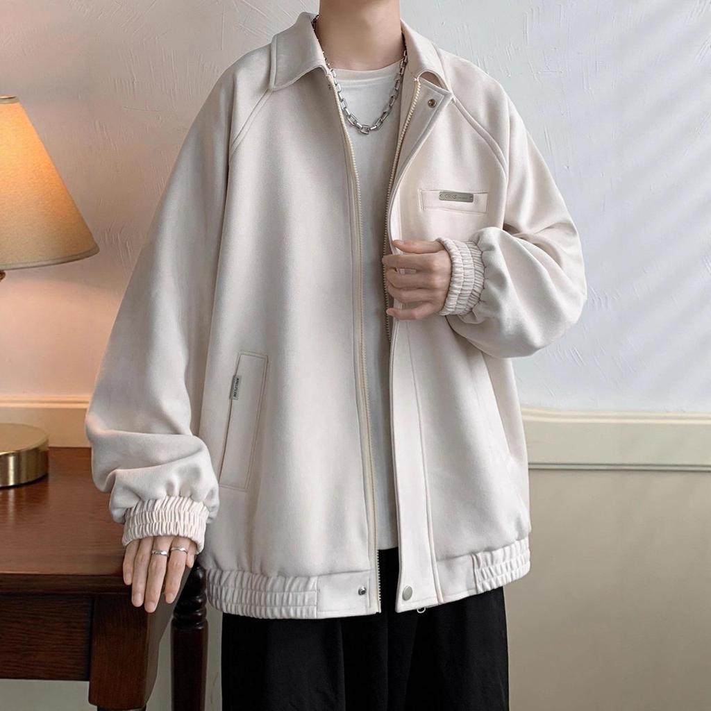 Men's Suede Velvet Jacket: Spring/Autumn Casual Loose Lapel for Cool Street Style Teens