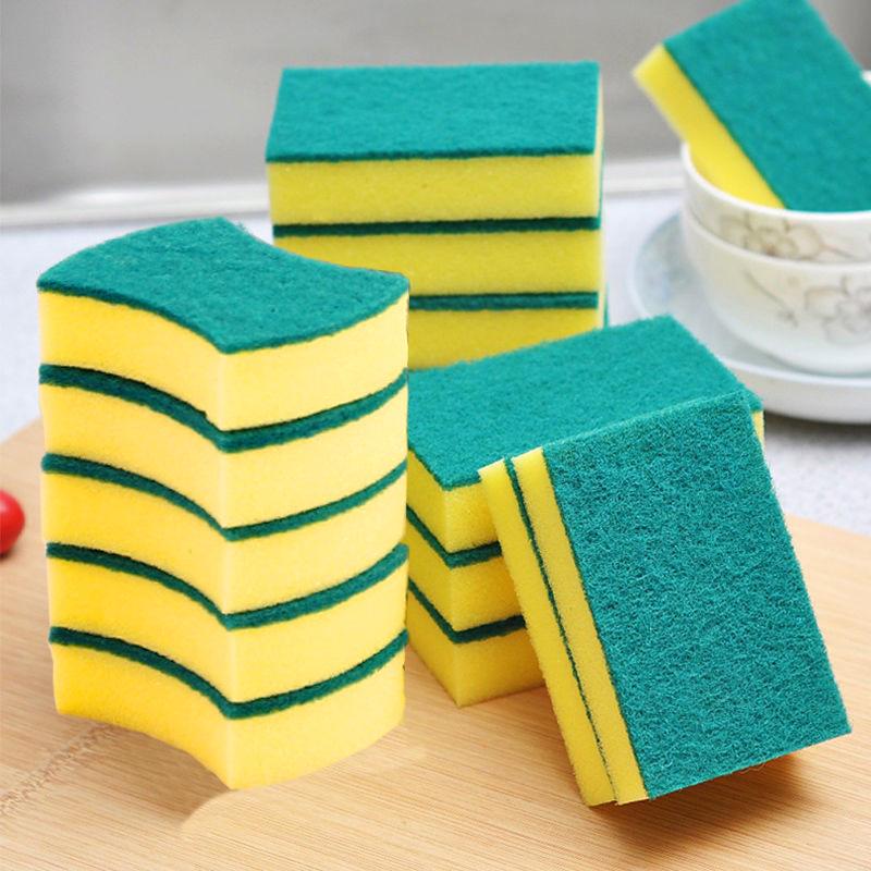 Double-Sided Durable Kitchen Scouring Sponge & Pot Brush