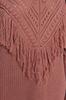 Women's Fashionable Stylish Hijab Sweater Dusty Rose Openwork and Tassel Detailed Tiko Thessaloniki Knitted Sweater